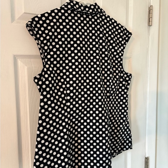 Alfani Polka Dot Twist Front Blouse Black White Size 14 - Picture 8 of 8